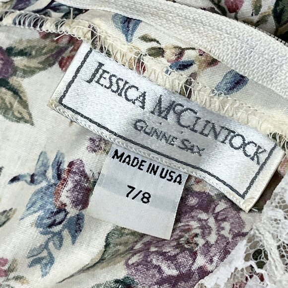 Vintage‎ Jessica McClintock  Gunne Sax Tea Dress Womens 7/8 Cottagecore Prairie - Picture 2 of 8